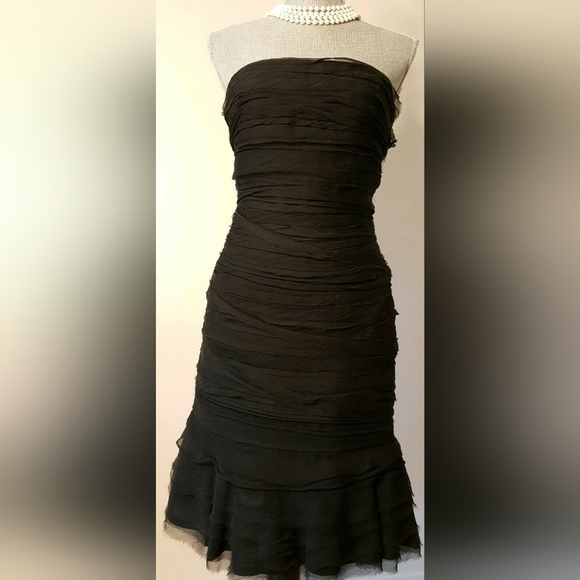 *$4,900 OSCAR DE LA RENTA STUNNING RUNWAY SILK BLACK RUFFLE DRESS GOWN US 4 - Picture 5 of 12